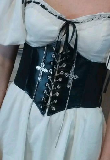 A37 ceinture gaine corset vintage rétro gothic noire ajustable