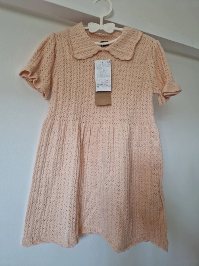 Robe tricot maille rose abricot 24mois neuve - photo numéro 2