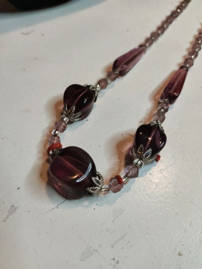 Collier perles violine - photo numéro 4