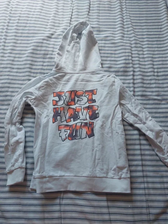 Sweat capuche blanc motif Just Have Fun - photo numéro 6