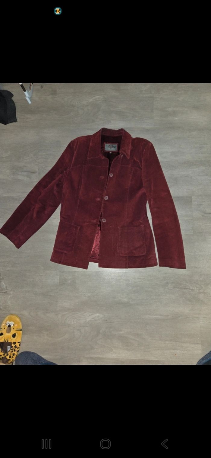 Veste en daim 42 bordeaux