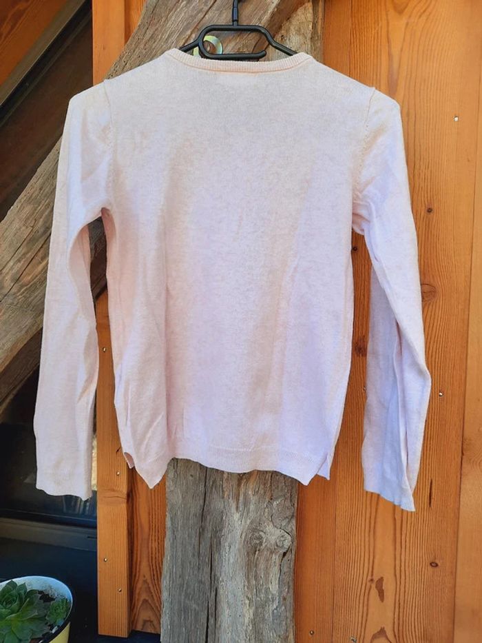 Tres beau pull H&M rose barbapapa, 8/10 ans, motif lapines sequins argent - photo numéro 4