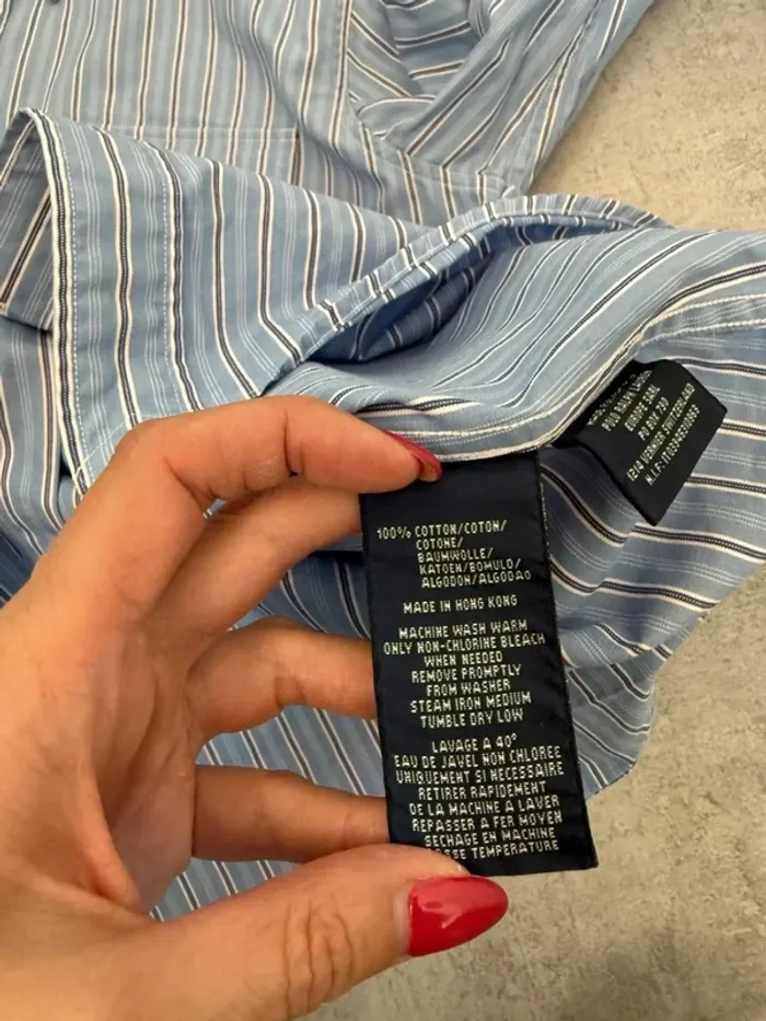 Chemise Ralph Lauren femme lignée bleue taille M parfait état - photo numéro 11