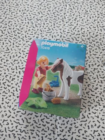 playmobil 70416 fille et poney soins cheval neuf complet accessoires ferme enfant