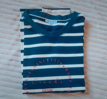 Sweat Creeks femme – marinière marine & blanc – Taille M – Très bon état