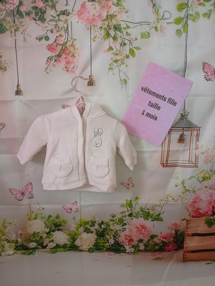 Gilet epai fille Kimbaloo rose taille 1 mois / 56 cm