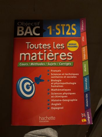 Livre objectif bac 1re St2S 