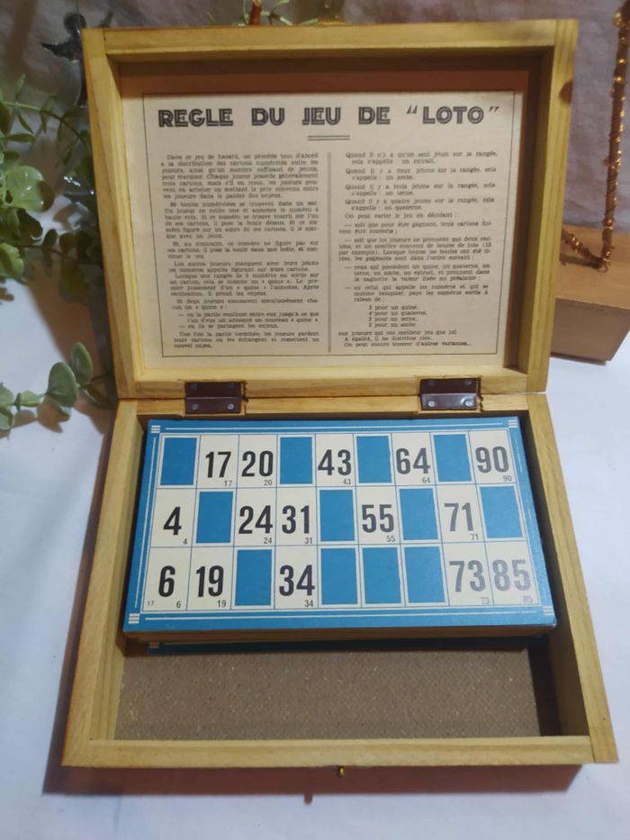 Coffret bois ancien jeu de Bingo/ Loto français - photo numéro 5