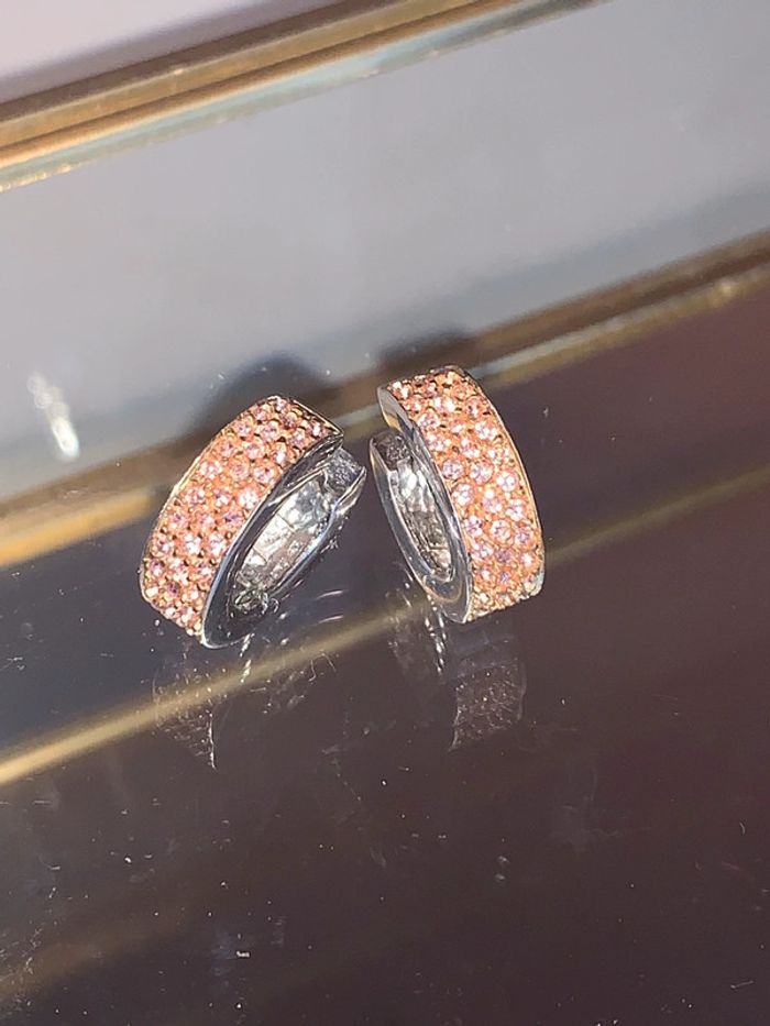 Créoles argent massif pavage cubic zirconia