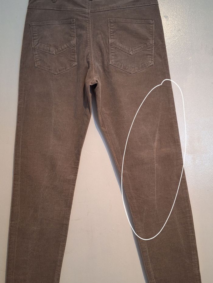 Pantalon en velours couleur unie beige/gris - photo numéro 5