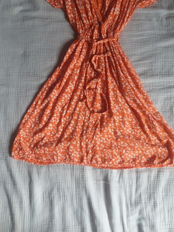 Petite robe d'été fleurie orange - photo numéro 2