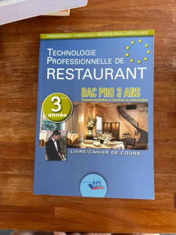 Livre technologie professionnelle de restaurant, troisième année