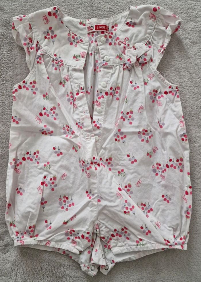 Barboteuse légère blanche à motif rose DPAM 6M (BE) - photo numéro 3