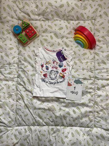 teeshirt manches courtes blanc motifs plage 9 mois pommette