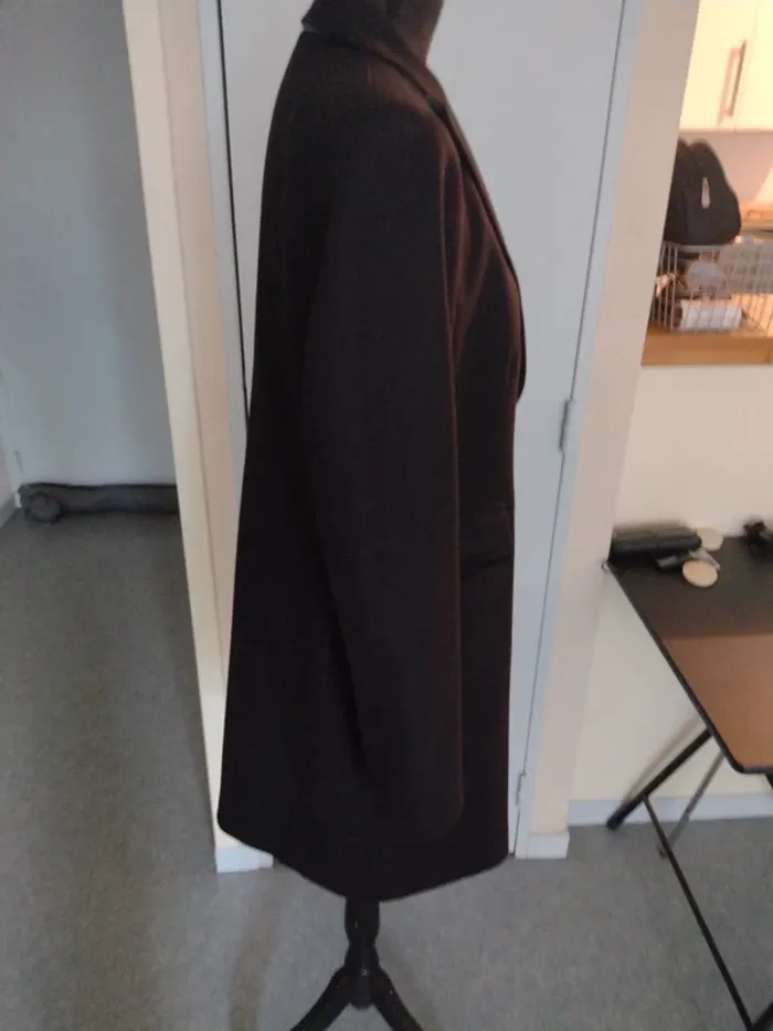 Manteau long / Pardessus en laine Esprit noir – Taille 42 - photo numéro 3