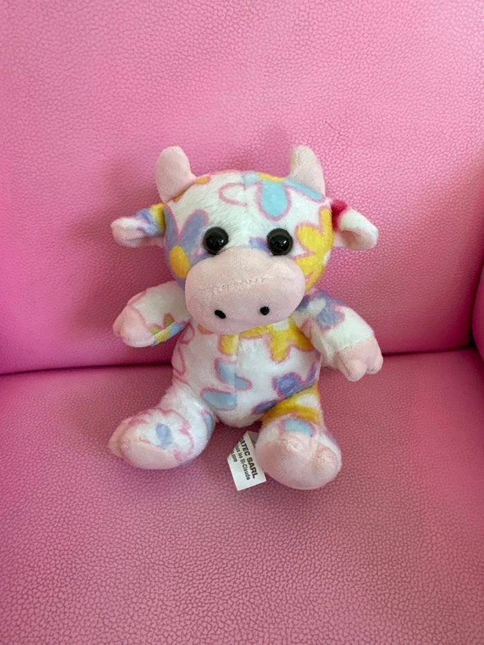 Peluche vache fleurs
