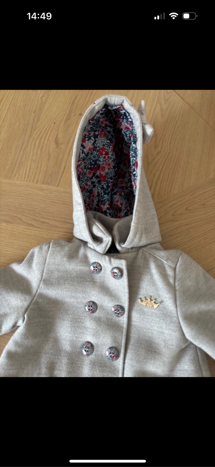 Manteau à capuche gris bébé fille sergent major 18 mois - photo numéro 2
