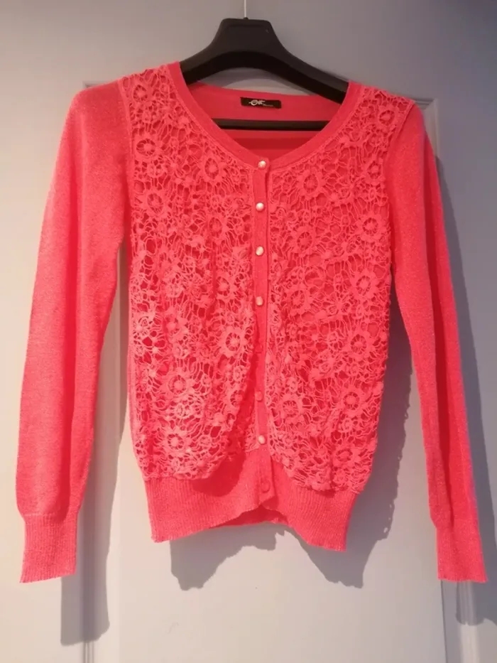 Gilet corail paillettes femme brillant taille M/L - photo numéro 5