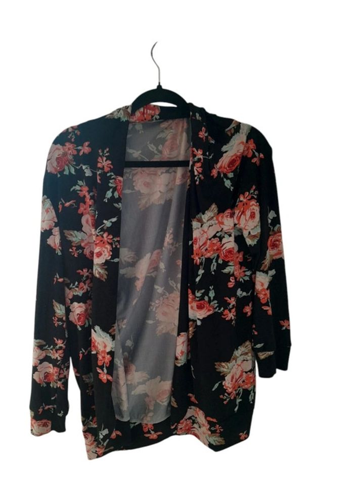 Gilet léger  fleuri noir - Taille XL