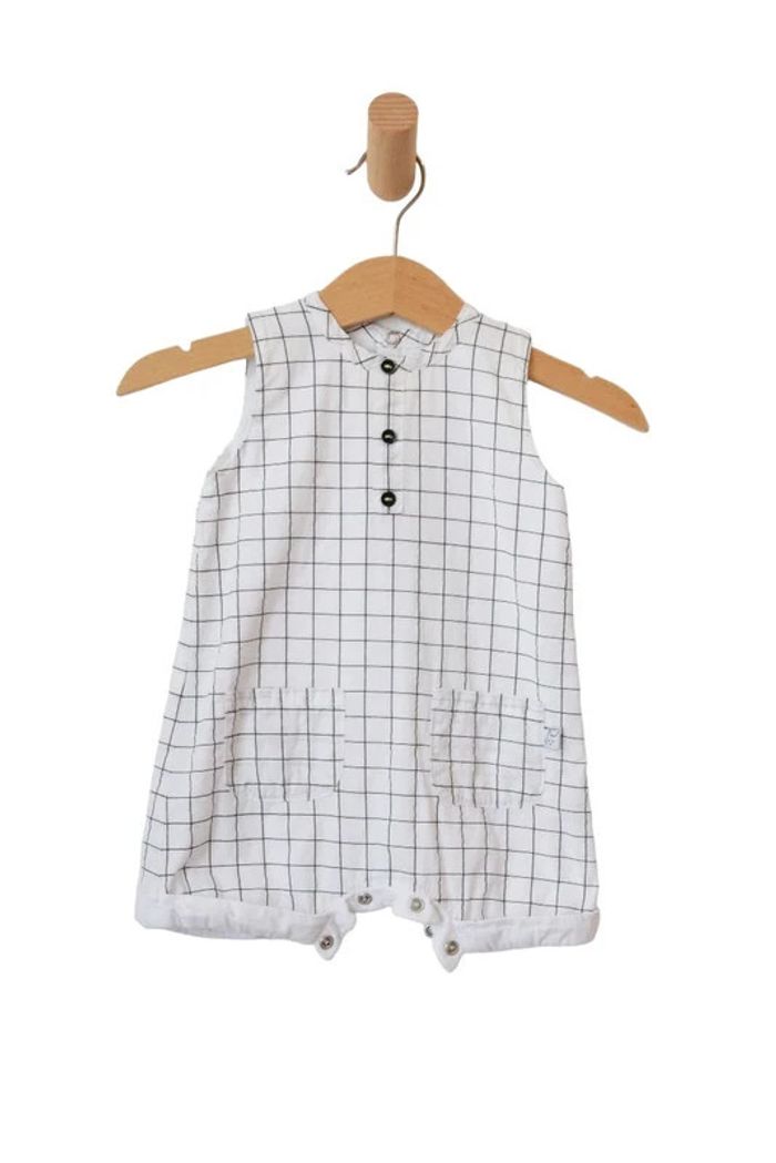 Combinaison courte sans manches blanche à carreaux - Absorba 3 mois (59cm)
