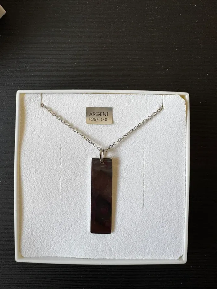Collier en argent avec plaque à gravé - photo numéro 3