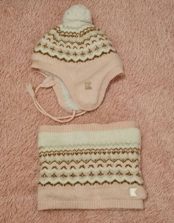 Ensemble bonnet (T51) - cache-cou fille OKAÏDI