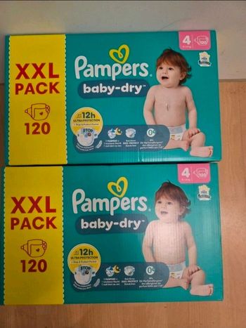 🍼 Pampers Baby-Dry T4 Lot de 2 × 120 couches (9–14 kg)