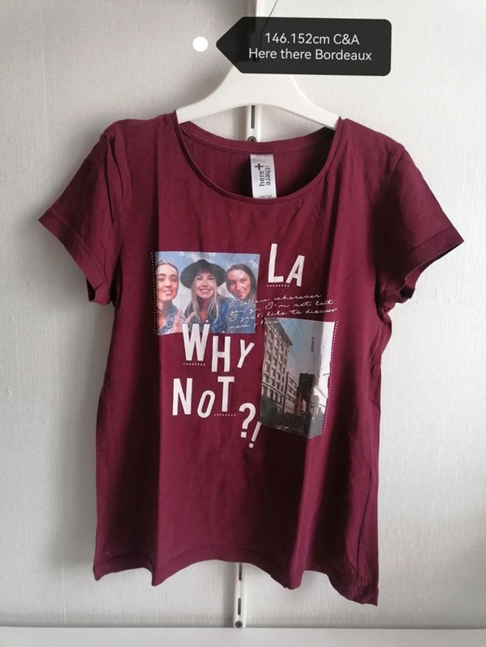 Tee-shirt bordeaux 146.152cm here there