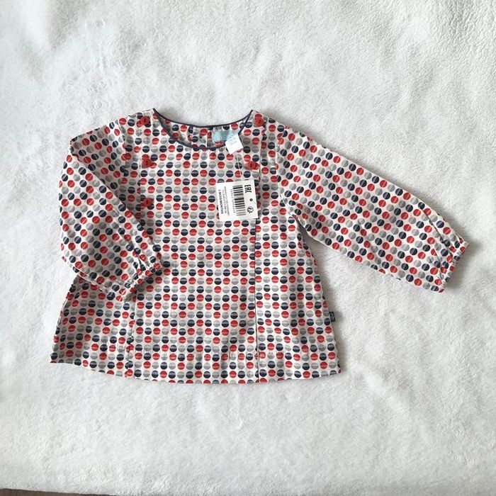 Liquette à pois rouge gris bébé fille 3 Mois Obaibi