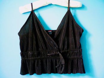Debardeur Femme M 38 jennyfer noir effet cache coeur noeud TBE