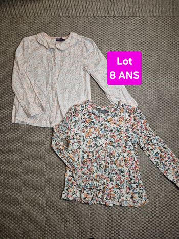 Lot de 2 chemises manches longues à fleurs fille - 8 ans