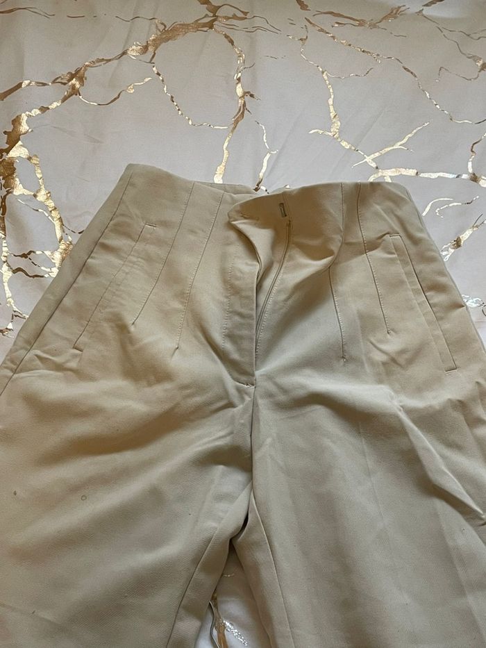Pantalon Zara coupe droite beige - photo numéro 2
