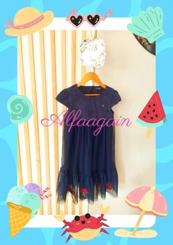 Robe velours tulle bleue original marines 7/8ans
