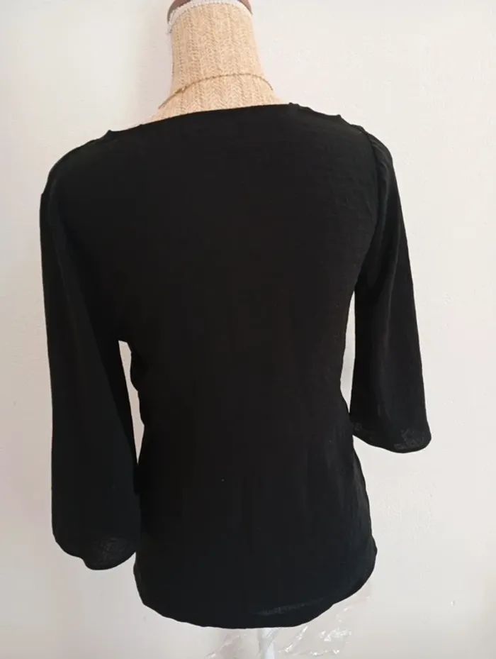 Chemise noir ample manches trois quart effet cache ventre - photo numéro 4