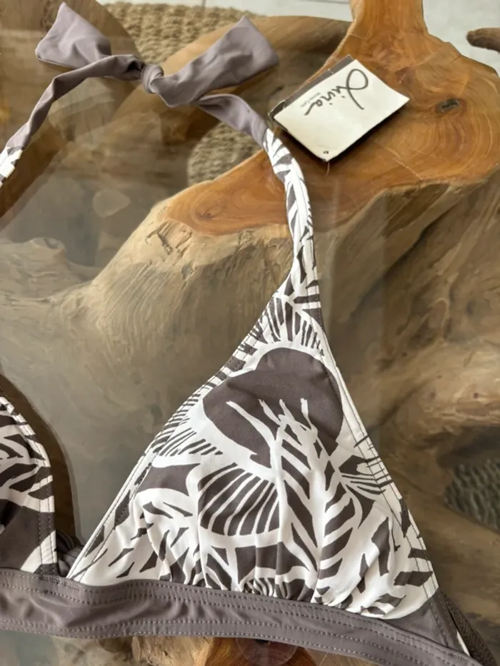 Maillot de bain 2 pièces Livia taupe écru - photo numéro 3