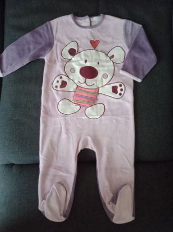 Pyjama velours violet/lilas nounours