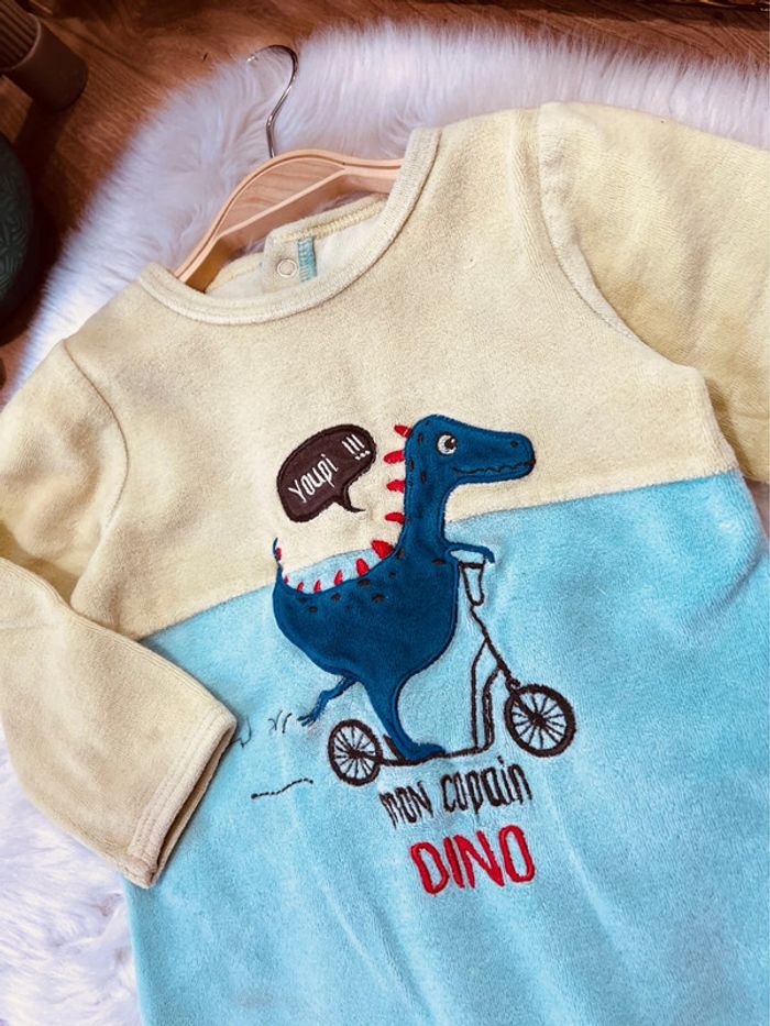 Taille 18 mois pyjama velours garçon Gemo bleu et vert * Dino * 💙 - photo numéro 2