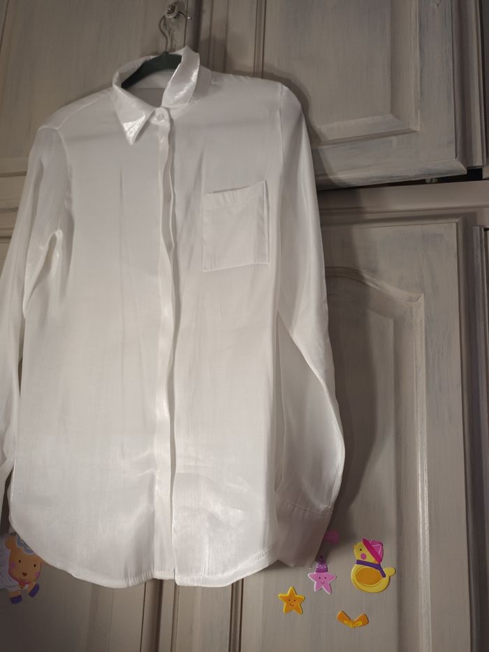 Chemise blanche nacrée satinée 38 m - photo numéro 2