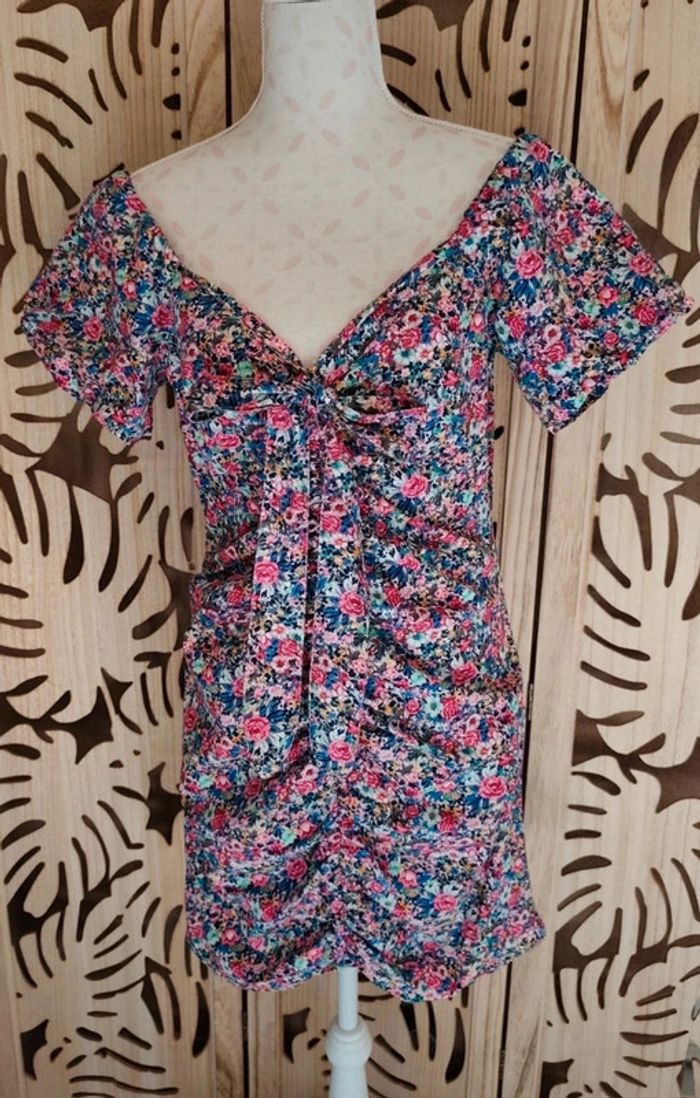 Robe imprimée fleurie manches bouffantes T L BSB jeans