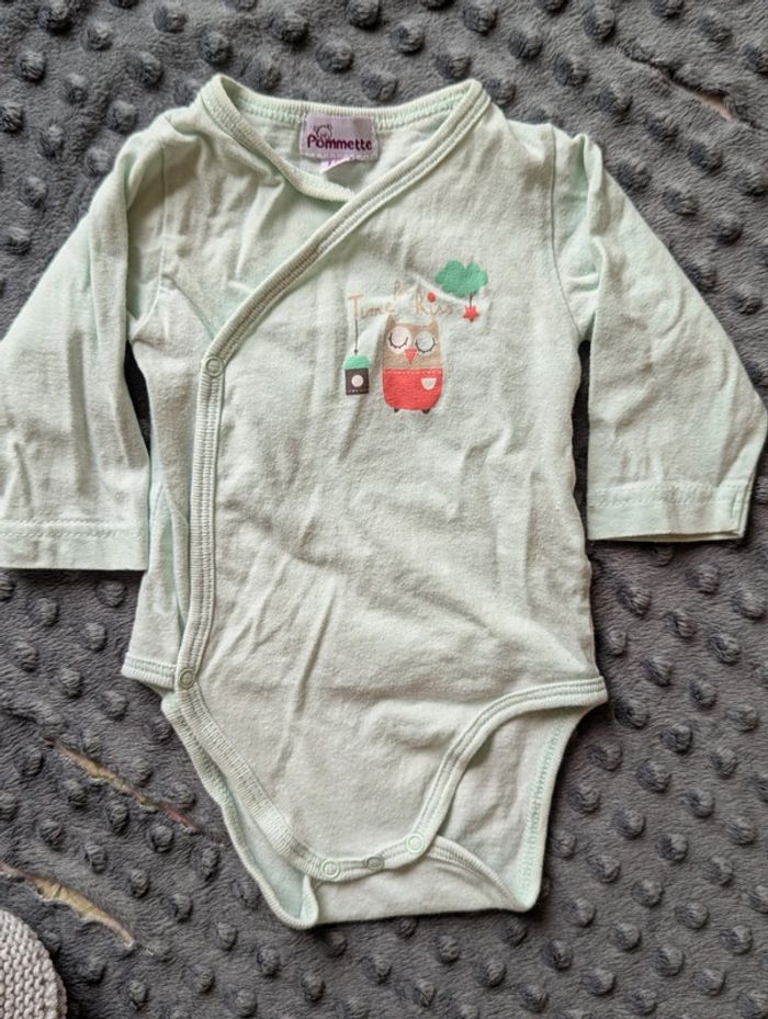 Lot Bébé 3 Pièces : Gilet Maille TAO, Body Croisé & Pantalon, Taille 1 Mois - photo numéro 5