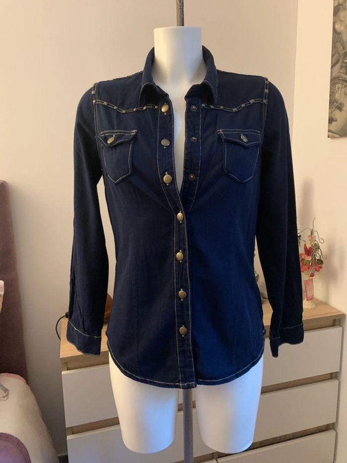 Chemise country biker taille 40 K.Woman bleu nuit - photo numéro 11