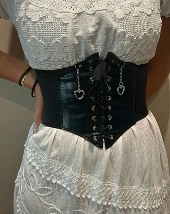 Ceinture gaine corset vintage rétro ajustable noire