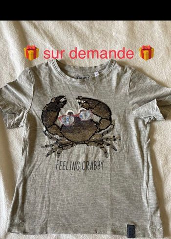 🎁 t-shirt sequins 🎁 motif crabe 🦀