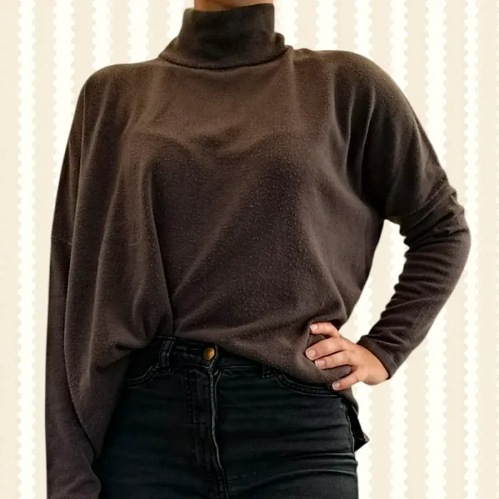 Pull large col roulé gris Camaïeu taille L - photo numéro 2
