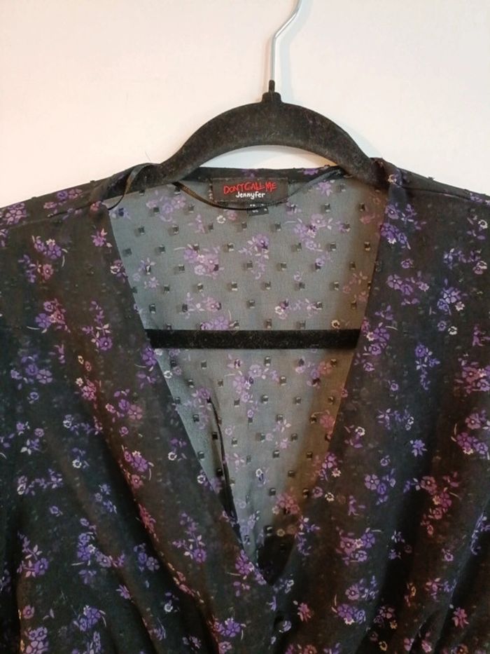 Chemise manche longue voilage croc top florale Jennifer – Taille S - photo numéro 3