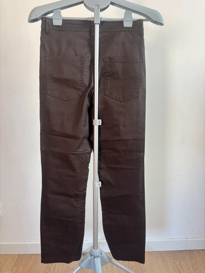 Pantalon coupe droite simili cuir calzedonia taille 38 marron - photo numéro 8
