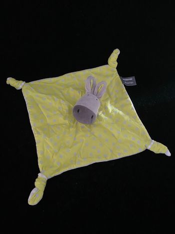 B5975❤️Doudou plat mouchoir âne vert étoile gris orchestra premaman