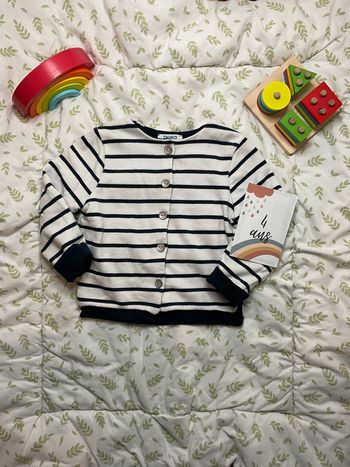 gilet rayé beige et marine 4 ans okaidi