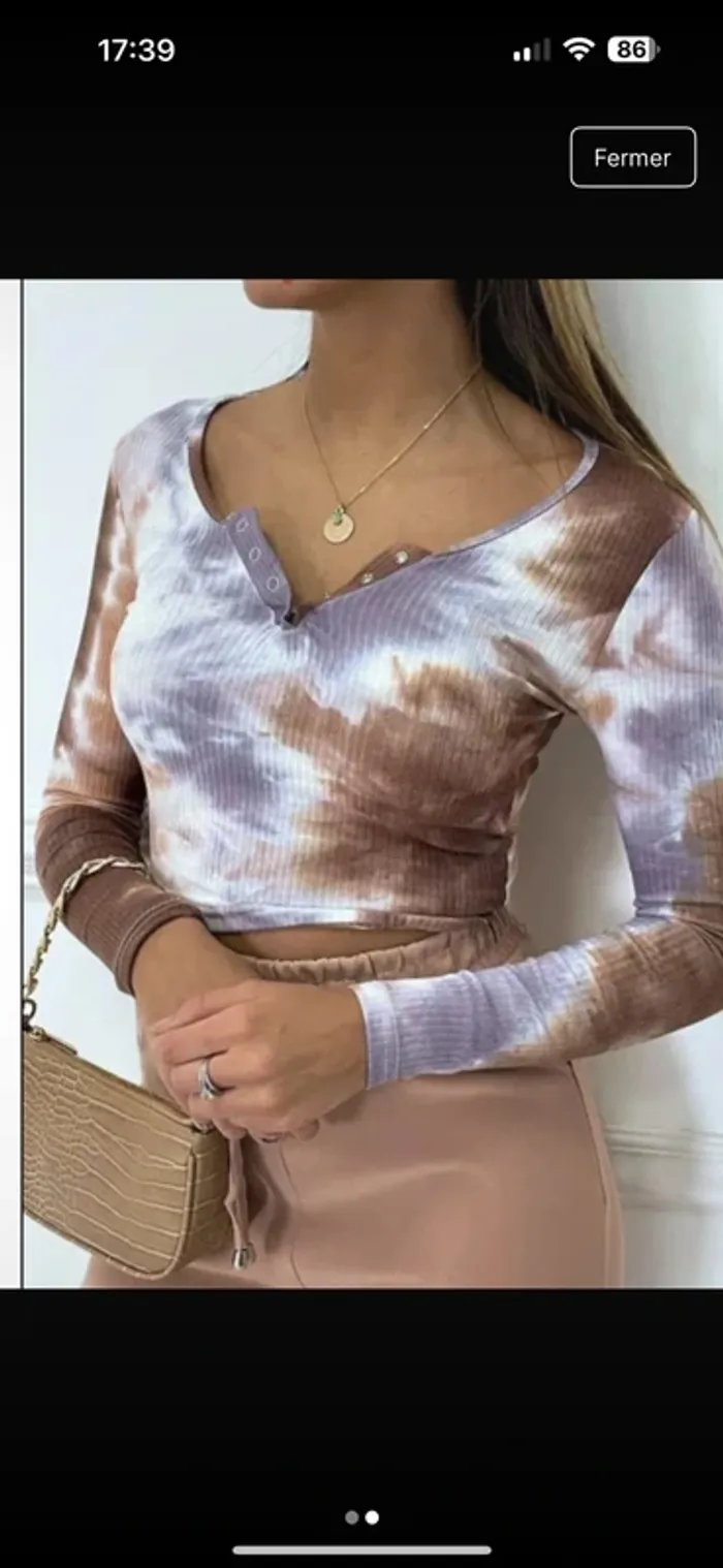 Crop Top Tie and Dye Manches Longues – Neuf & Ultra Tendance - photo numéro 2