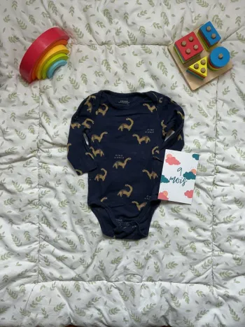 body manches longues marine motifs dino 9 mois kiabi